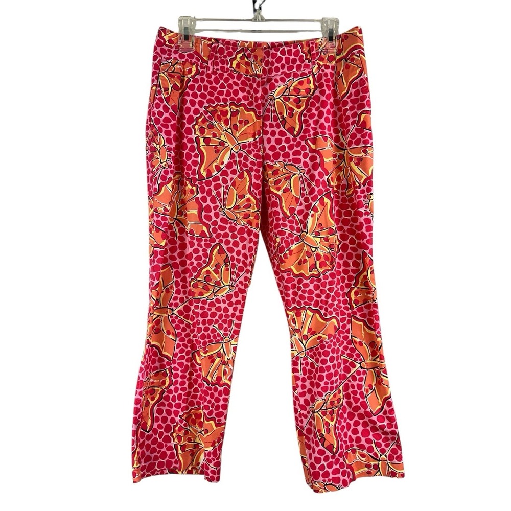 Lilly Pulitzer Women's Pants Sz 8 Pink Capri Butterfly Monarch Resort Preppy